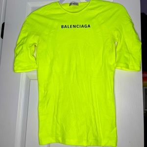 Neon Green Jersey Logo Athletic Stretch Activewear Top